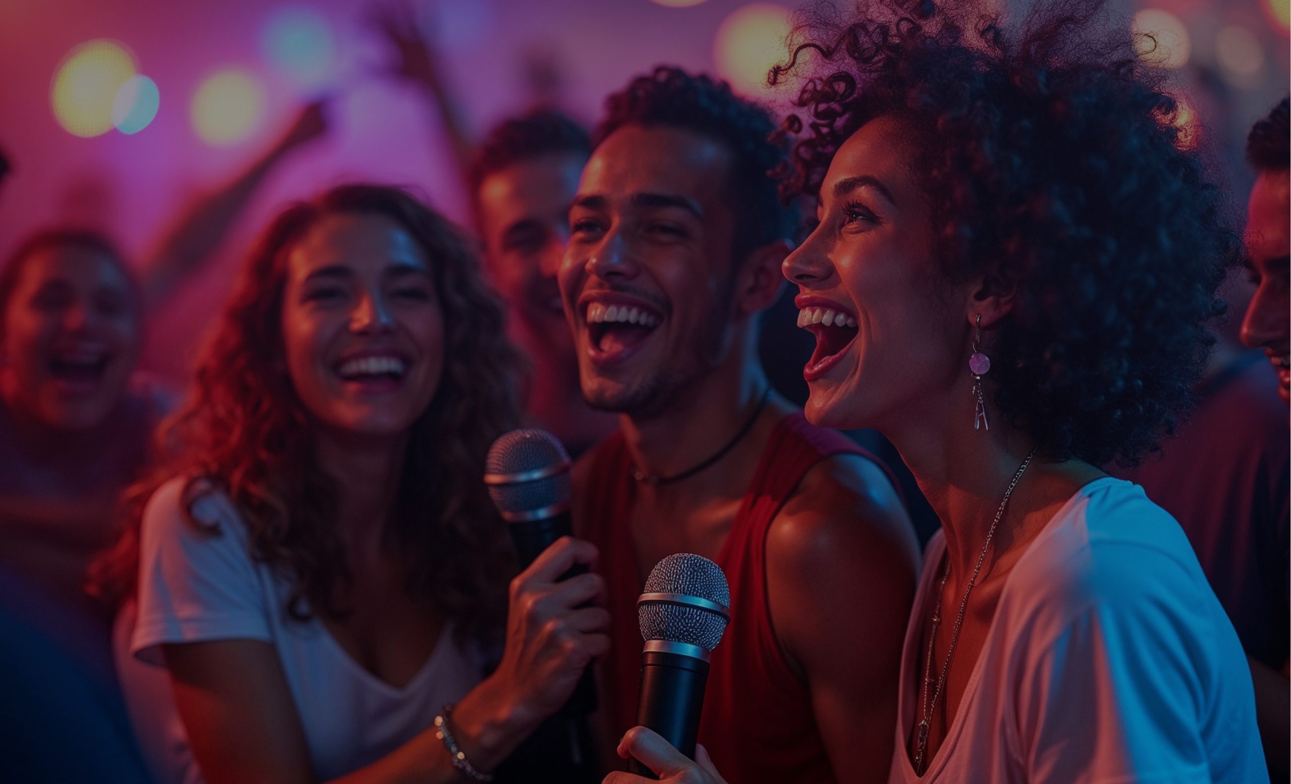 personnes qui chantent dans un karaoke