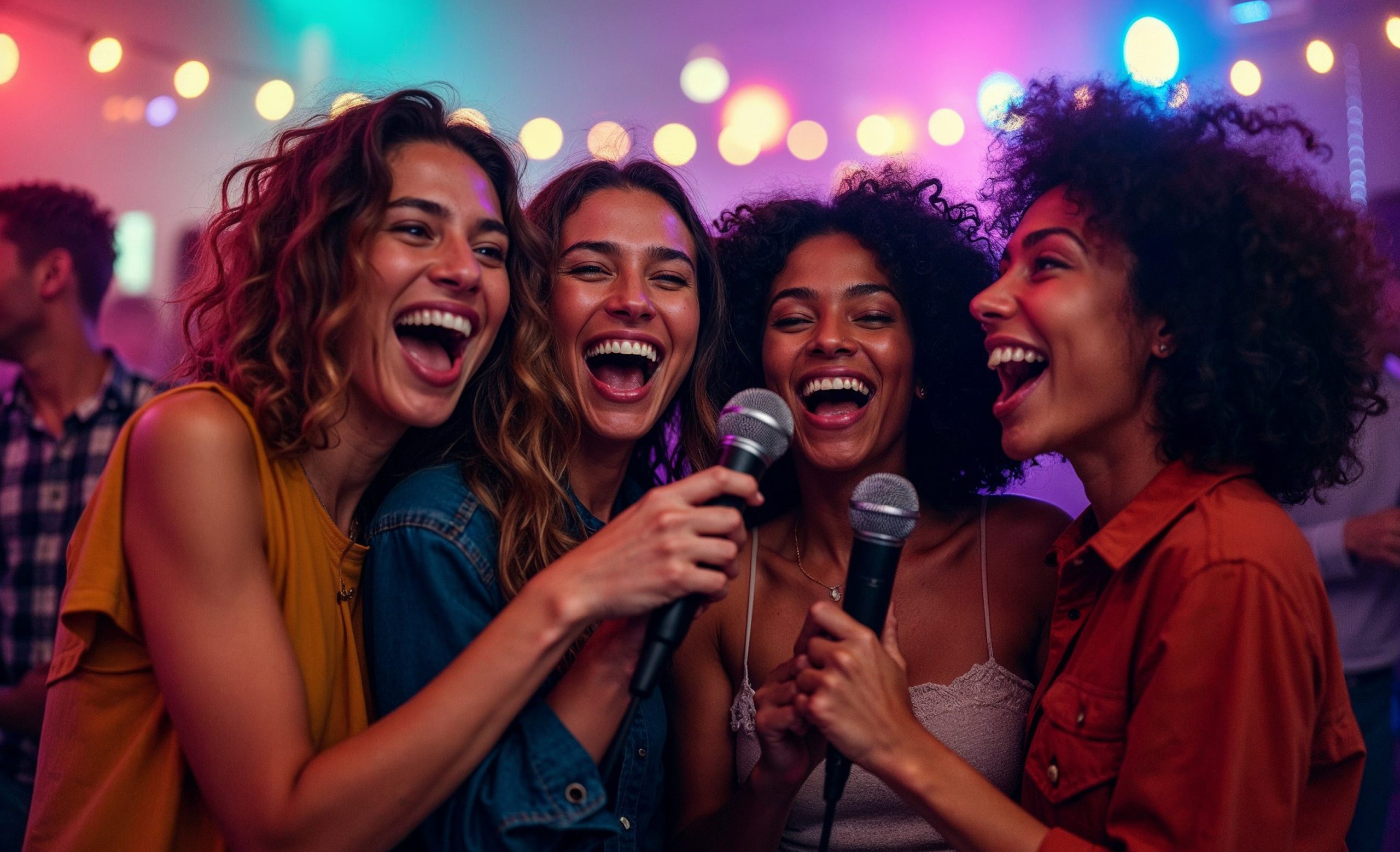 personnes qui chantent dans un karaoke